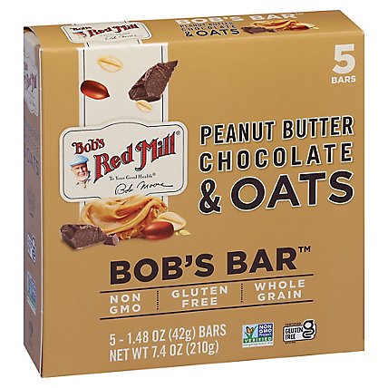 Bobs Red Mill Bobs Bar Peanut Butter Chocolate & Oats - 5-1.48 Oz - Image 1