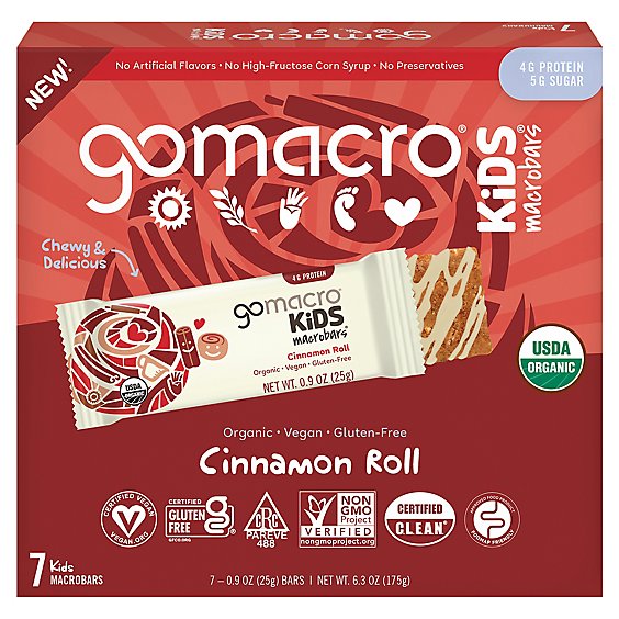 Gomacro Cinnamon Roll Kids Macrobar - 7-0.9 Oz