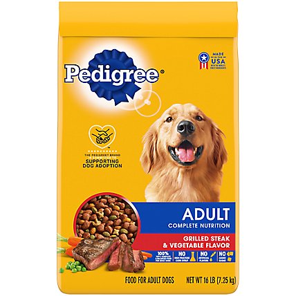 Pedigree Complete Nutrition Grilled Steak & Vegetable Flavor Adult Dry Dog Food Bag - 16 Lbs - Image 1