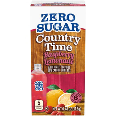 Country Time Zero Sugar Raspberry Lemonade On-The-Go Powdered Drink Mix - 6 Count - Image 1