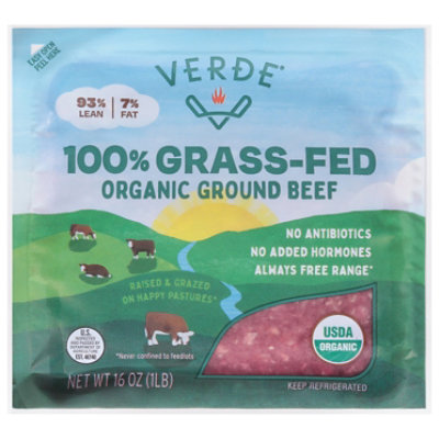 Verde Farms 93/7 Lean Grass Fed Free Range Ground Beef - 16 Oz - Image 1