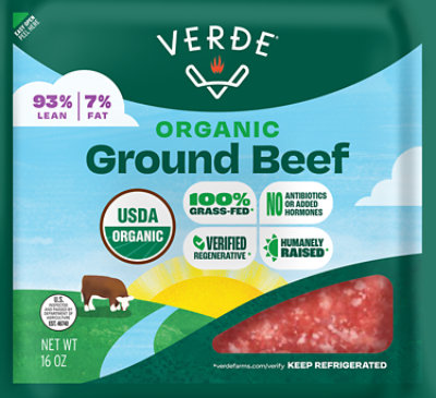 Verde Farms 93/7 Lean Grass Fed Free Range Ground Beef - 16 Oz - Image 1