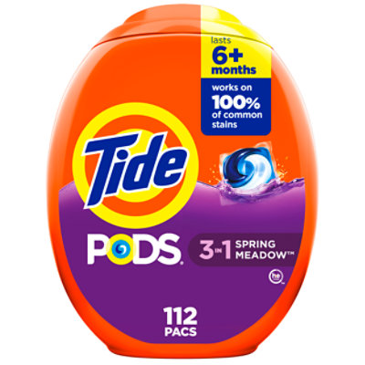 Tide PODS Liquid Laundry Detergent Pacs Spring Meadow Scent - 112 Count - Image 1