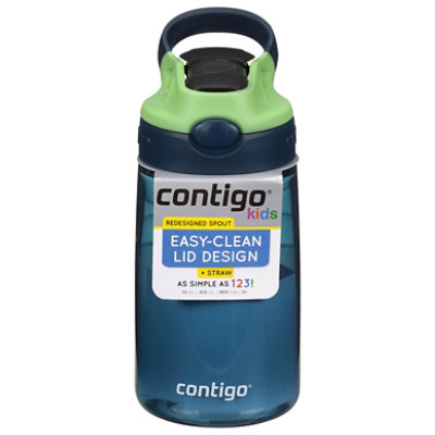 Contigo Kids Aubrey Water Bottle 20 Oz Blue BPA FREE Easy Clean Push Button  Open