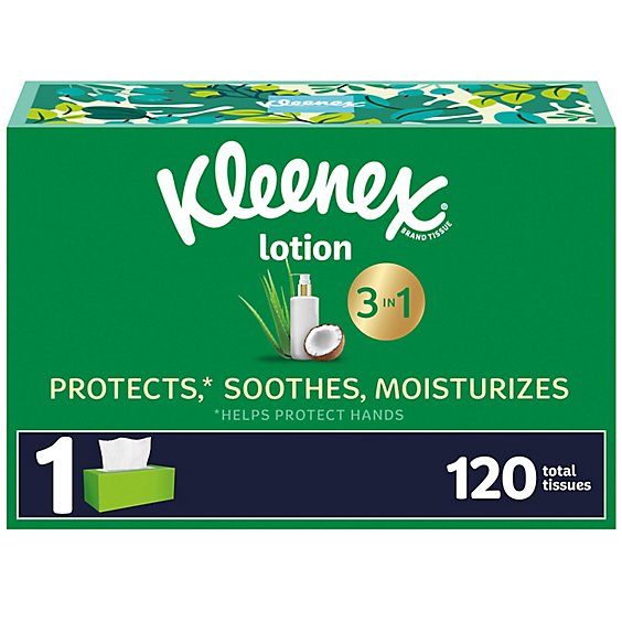 Kleenex Soothing Lotion with Coconut Oil Aloe & Vitamin E Facial Tissues Flat Box - 120 Count