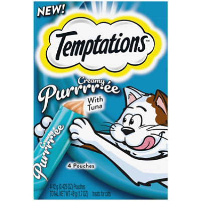 Temptations Creamy Puree with Tuna Lickable Squeezable Adult Cat Treats 4 Count - 12 g - Image 1