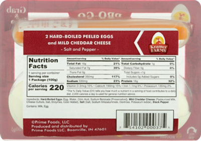 Kramer Farms Pro Go Protein Red 2 Hard Cooked Egg Cheddar S&p - 3.53 OZ - Image 6