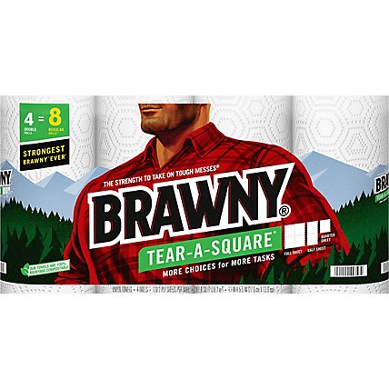 Brawny Tear-A-Square Paper Towel  - 4 Rolls - Image 2