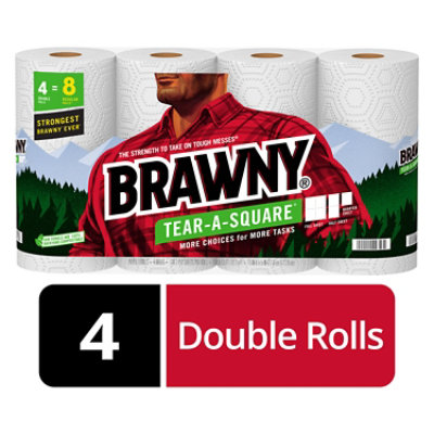 Brawny Tear-A-Square Double Roll Paper Towels - 4 Rolls - Image 1