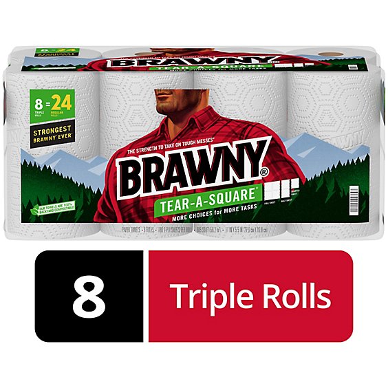 Brawny Tear-A-Square Paper Towel - 8 Rolls