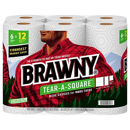 Brawny Tear-A-Square Paper Towel - 6 Rolls - Image 2