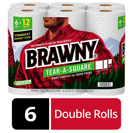 Brawny Tear-A-Square Paper Towel - 6 Rolls