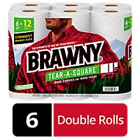 Brawny Tear-A-Square Paper Towel - 6 Rolls - Image 1