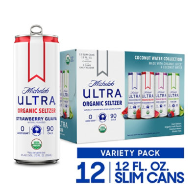 Michelob Ultra Organic Hard Seltzer Coconut Water Variety Pack Slim Cans - 12-12 Fl. Oz. - Image 1