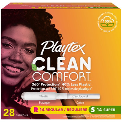 Playtex Clean Comfort Regular And Super Absorbency Tampons Multipack - 28 Count