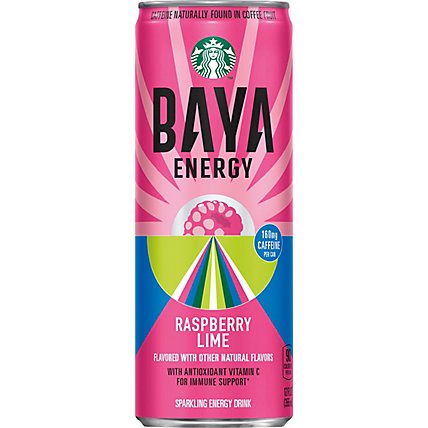 Starbucks Baya Sparkling Energy Drink Raspberry Lime Can - 12 FZ - Image 2