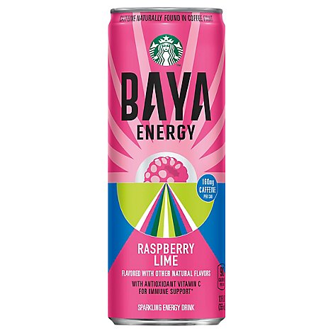 Starbucks Baya Sparkling Energy Drink Raspberry Lime Can - 12 FZ