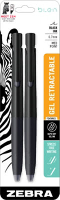 Zebra Retractable Gel Blk 0.7mm - 2 CT