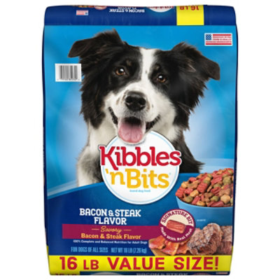 Kibbles N Bits 16 Pound Bacon & Steak Dry Dog Food - 16 LB - Image 1