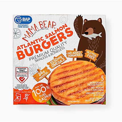 Mama Bear Premium Atlantic Salmon Burgers - 5 Count - Image 1