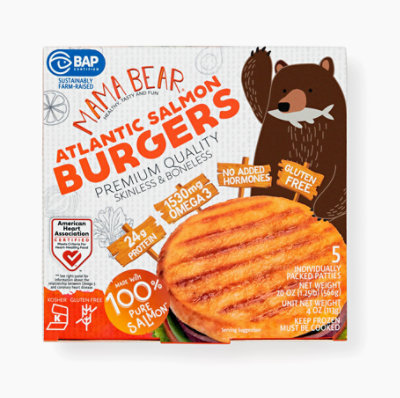 Mama Bear Premium Atlantic Salmon Burgers - 5 Count - Image 1