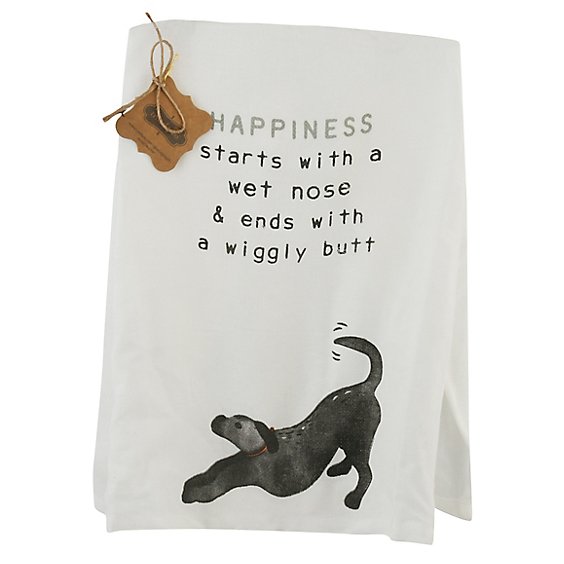 Mud Pie Happiness Starts Dog Towel - 1 EA
