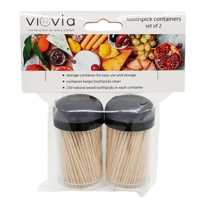 Viovia Natural Wood Toothpick Containers - 2 Count