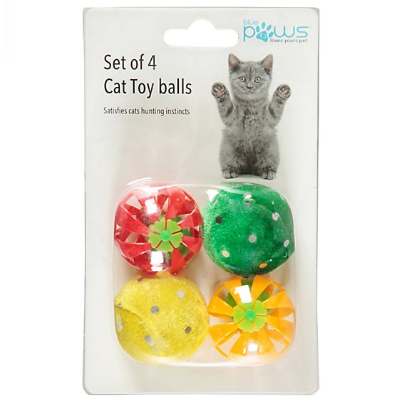 Blue Paws Cat Toy Balls 4pk - EA