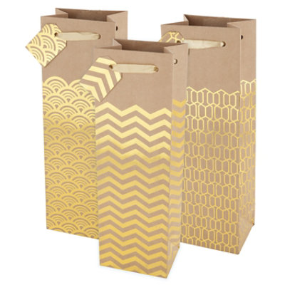 True Kraft And Gold Wine Bag Astmt - EA - Image 1