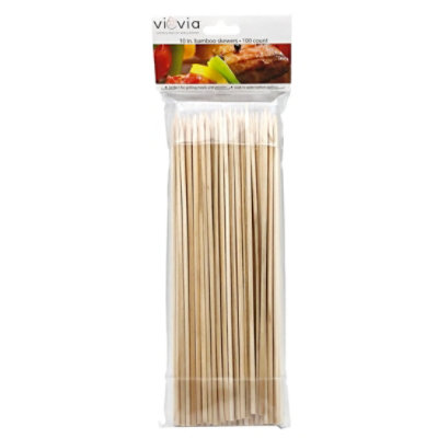 Viovia Bamboo Eco Friendly Natural Bamboo 10 Inch Skewers - 100 Count