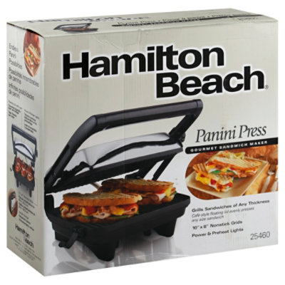 Hamilton Beach Electric Panini Press Grill With Locking Lid, Opens