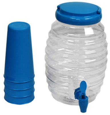 Honey Comb Beverage Dispenser With Cups Set - 5 Piece - Image 1