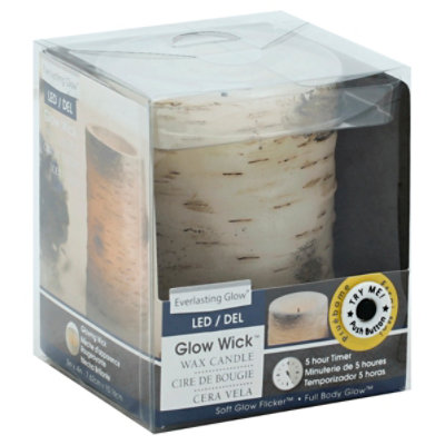 Gerson Wax Glow Wick Birch Led Candle 3in - EA