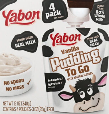 Yabon Vanilla Pudding To Go Squeezable Pouches - 4-3 OZ - Image 2