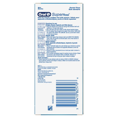 Oral-b Super Floss Pre-cut Strands Dental Floss For Bridges Braces And Wide Spaces 50 Strands - 50 CT - Image 4