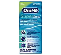 Oral-b Super Floss Pre-cut Strands Dental Floss For Bridges Braces And Wide Spaces 50 Strands - 50 CT