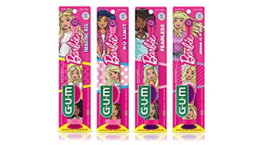 GUM Barbie Kids Ages 3 Plus Battery Power Electric Toothbrush with Suction Cup Base - Each - Image 1