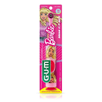 GUM Barbie Kids Ages 3 Plus Battery Power Electric Toothbrush with Suction Cup Base - Each - Image 3