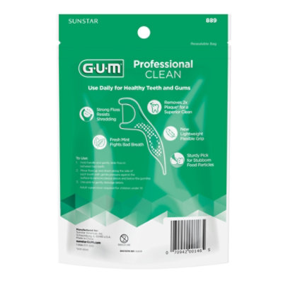 GUM Professional Clean Extra Strong Shred Resistant Easy Grip Handle Floss Picks - 150 Count - Image 2