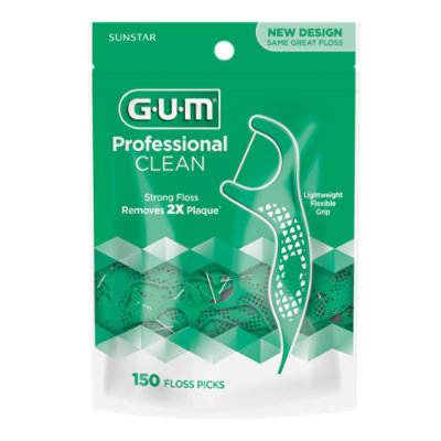 GUM Professional Clean Extra Strong Shred Resistant Easy Grip Handle Floss Picks - 150 Count - Image 3