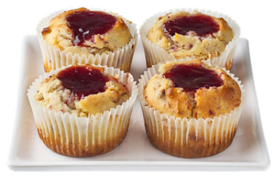 Raspberry Filled Topped Raspberry Muffins - 4 Count - Image 1