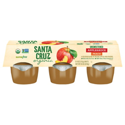 Santa Cruz Organic Apple Peach Sauce Cups - 6-4 Oz - Image 1