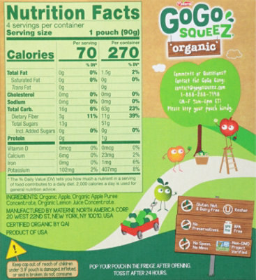 Go Go Squeeze Organic Apple Sauce - 12.8 OZ - Image 6