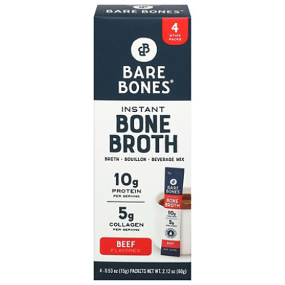 Bare Bones Instant Beef Bone Broth Pack - 4-2.12 Oz