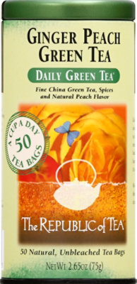 Republic Of Tea Ginger Peach Green Tea Bags - 50 Count - Image 2