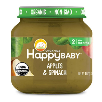 Happy Baby Organics Clearly Crafted Stage 2 Apple Spinach - 4 Oz - Image 1