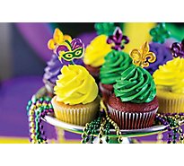 Mardi Gras Vanilla Cupcakes 6 Count - EA