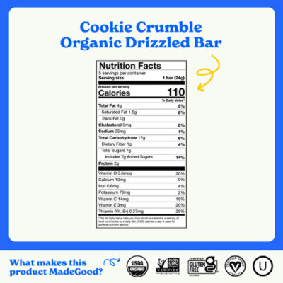 MadeGood Cookie Crumble Chocolate Drizzled Granola Bar - 4.2 Oz - Image 3