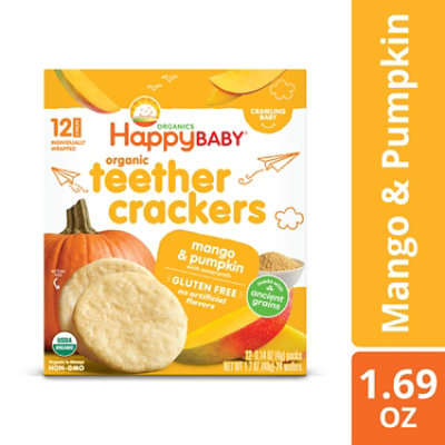 Happy Baby Organic Gluten Free Mango & Pumpkin Teether Crackers with Amaranth Pack - 12-0.14 Oz - Image 1