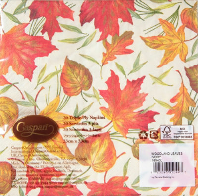 Caspari Woodland Leaves Lunch Napkin - 20 Count - Image 4